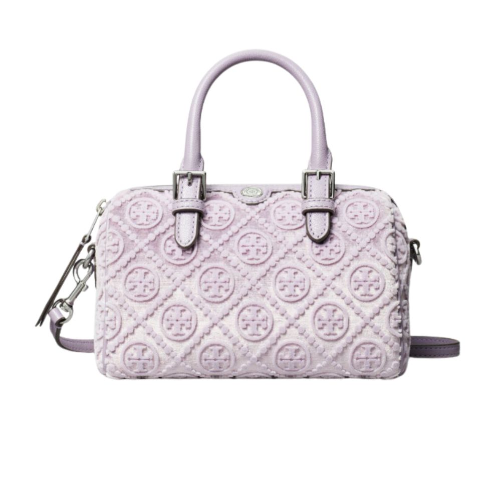 T Monogram Lilac Petite Barrel Bag with Velvet Exterior