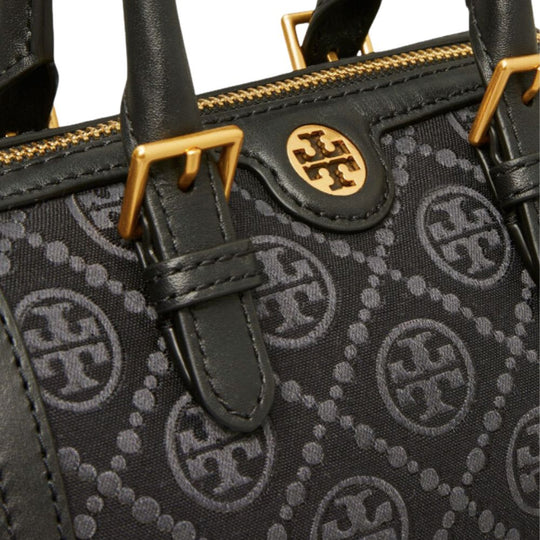 Black Petite Napa Leather Bag with Double T Logo