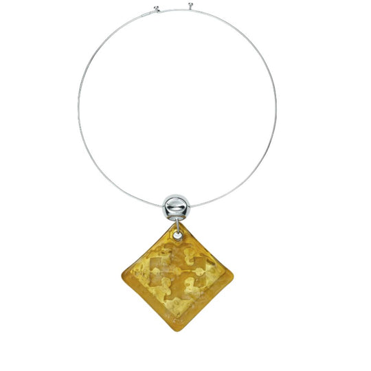 Gold-plated and Resin Necklace with Hook and Pin Closure