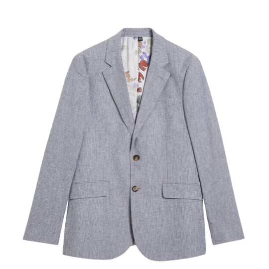 Light Grey Frankj Slim Fit Pinstripe Cotton Blazer