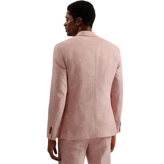 Back View of Man Wearing Light Pink Linen Blend Cotton Blazer
