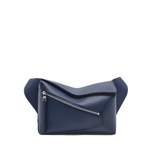LOEWE Small Puzzle Bumbag in Classic Calfskin Abyss Blue