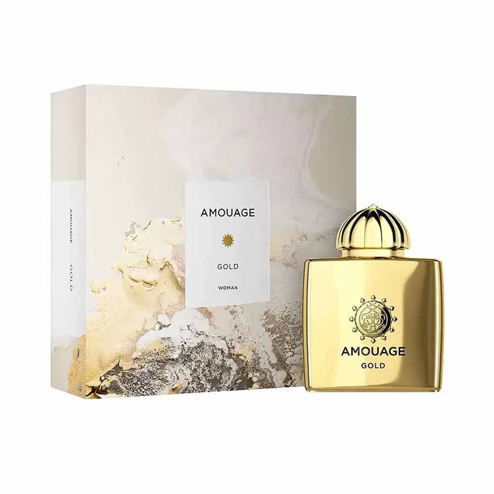 An EDP 100mL bottle of Amouage Gold Woman  along with its Box