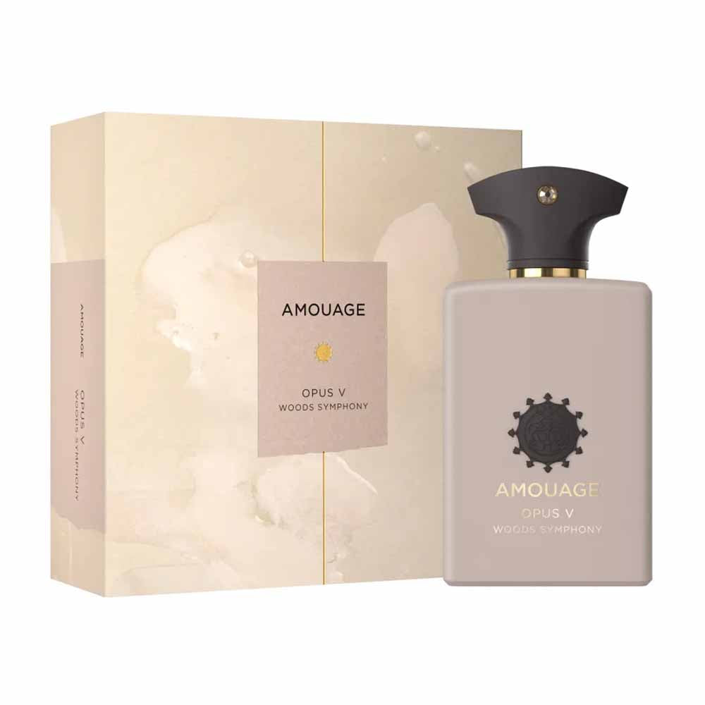 An EDP 100mL bottle of Amouage Opus V - Woods along with its Box