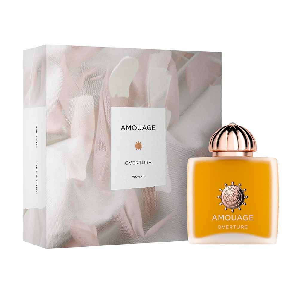 An EDP 100mL bottle of Amouage Overture Woman along with its Box