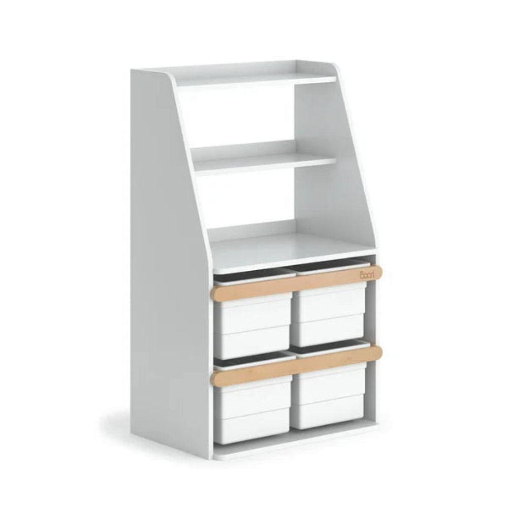 Boori Kids Durable Tidy Integrated Storage Unit with Kid-Friendly Plastic Tubs And Shelving