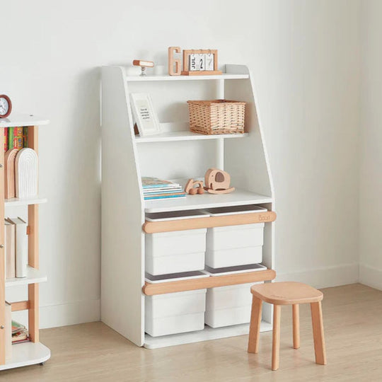 Boori Kids Durable Tidy Integrated Storage Unit with Kid-Friendly Plastic Tubs And Shelving