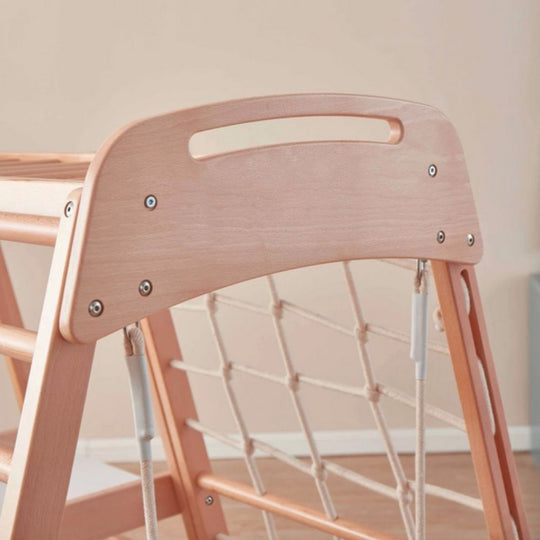Wooden chair with a neutral background