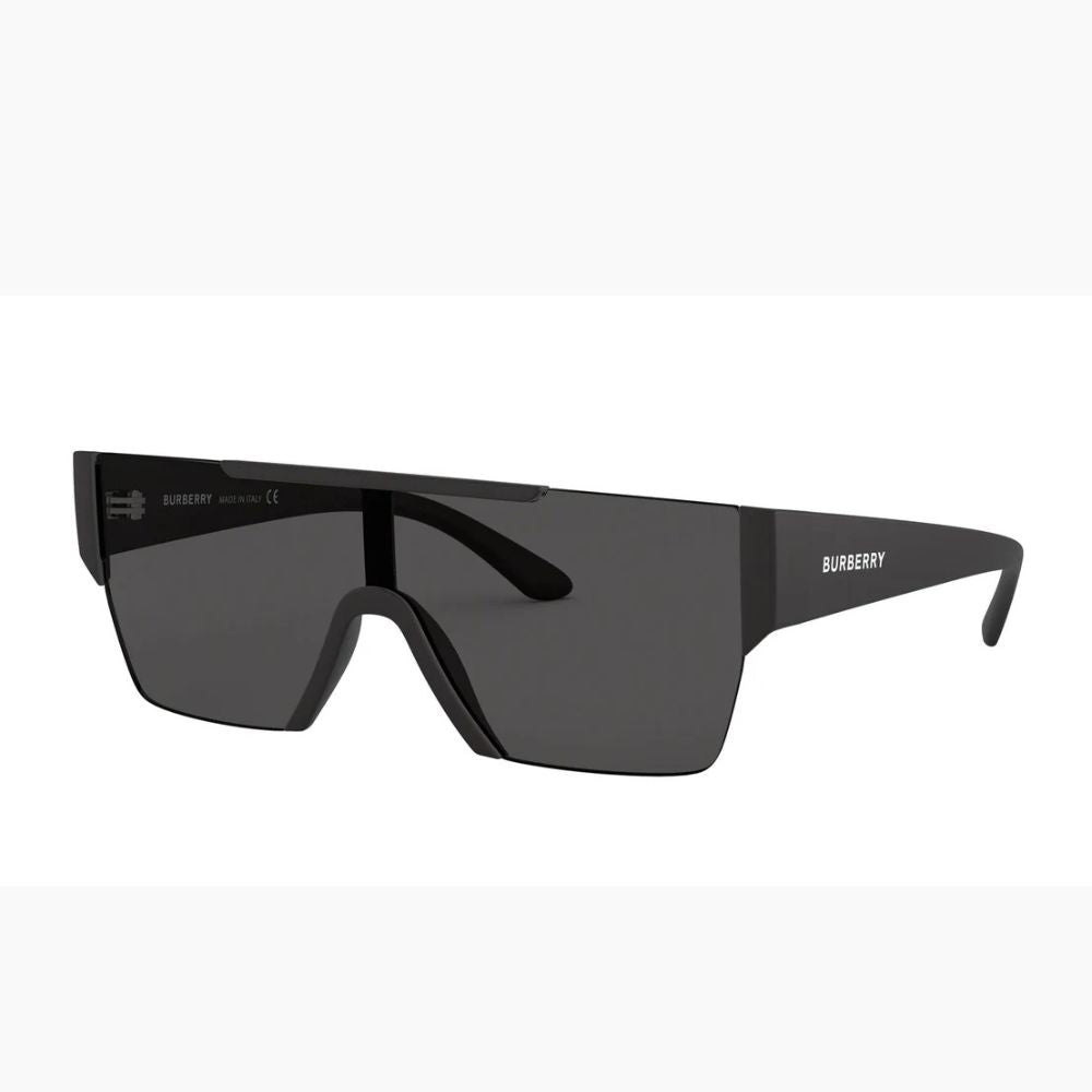Burberry Men's BE4291 Rectangle Sunglasses with Classic Grey Lens and Matte Black Frame