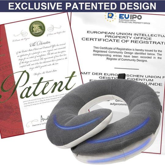 BUYUE Skin-Friendly Travel Neck Pillow for Long Flights with Eye Mask & Earplugs