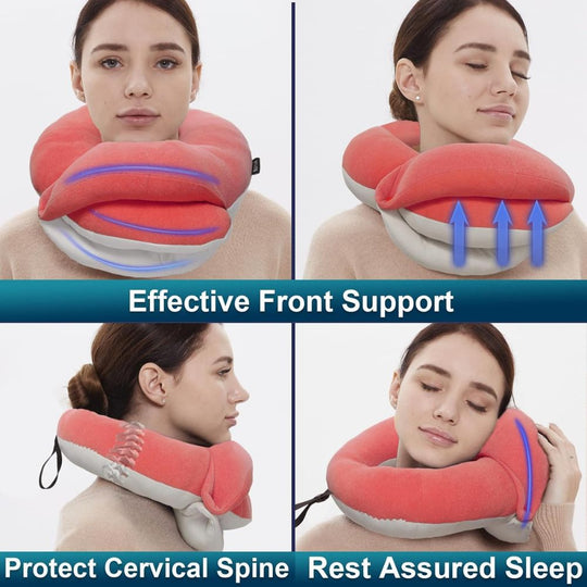BUYUE Skin-Friendly Travel Neck Pillow for Long Flights with Eye Mask & Earplugs