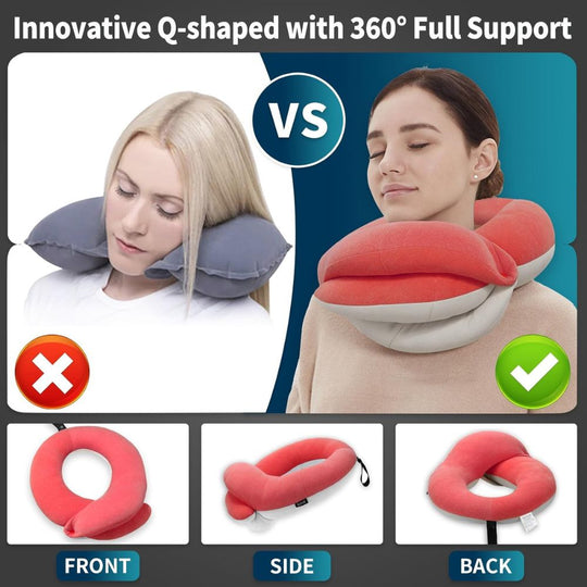 BUYUE Skin-Friendly Travel Neck Pillow for Long Flights with Eye Mask & Earplugs