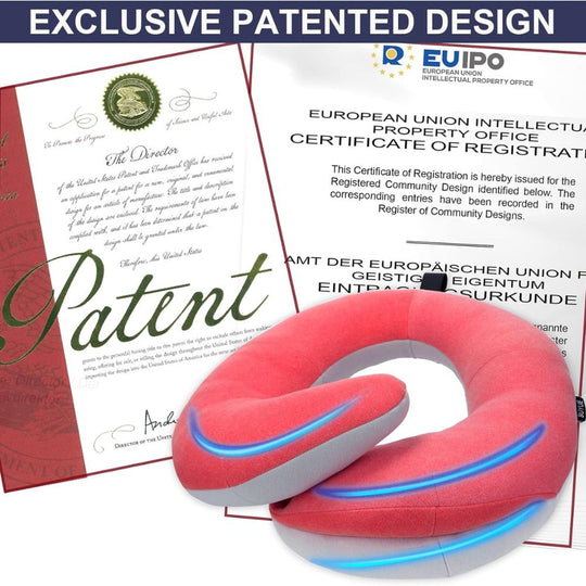 Patent Copy of BUYUE Skin-Friendly Travel Neck Pillow for Long Flights with Eye Mask & Earplugs