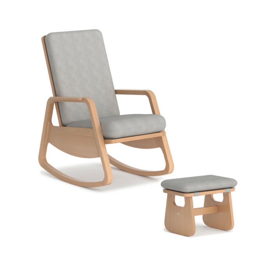 Boori Byron Comfortable Grey Rocking Chair & Footstool for Nursery