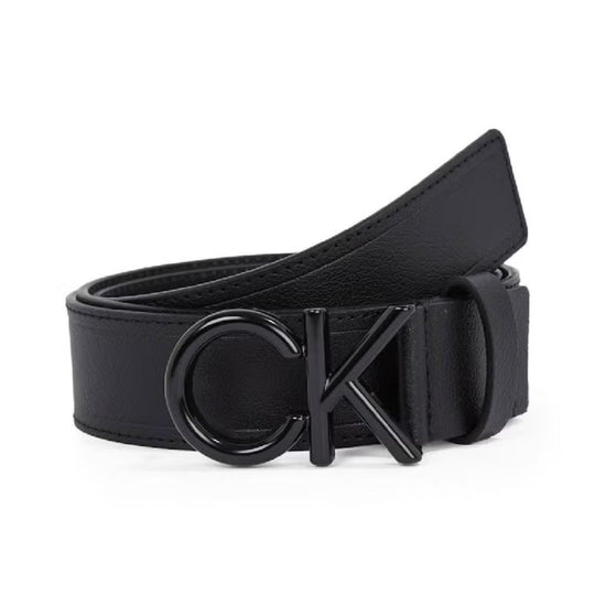 Calvin Klein Men's Adjustable Black Leather Belt with Metal Buckle
