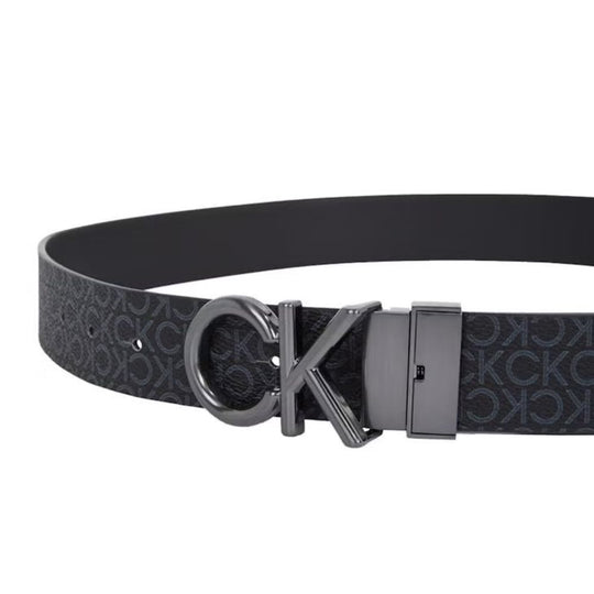 Calvin Klein Men's 35mm Reversible Leather Belt with Monogram Buckle