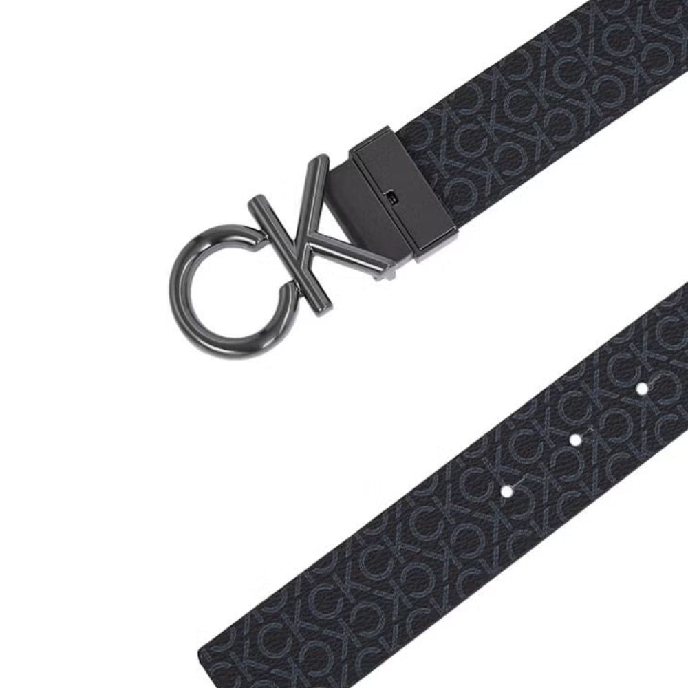 Calvin Klein Men's 35mm Reversible Leather Belt with Monogram Buckle