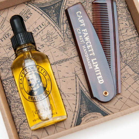 CAPTAIN FAWCETT Beard Oil & Beard Comb Gift Set