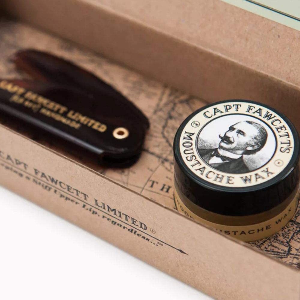 CAPTAIN FAWCETT Sandalwood Moustache Wax 15mL & Comb Gift Set