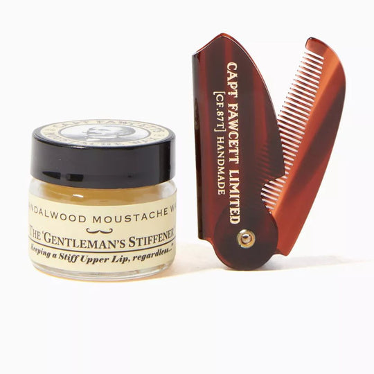 CAPTAIN FAWCETT Sandalwood Moustache Wax 15mL & Comb Gift Set