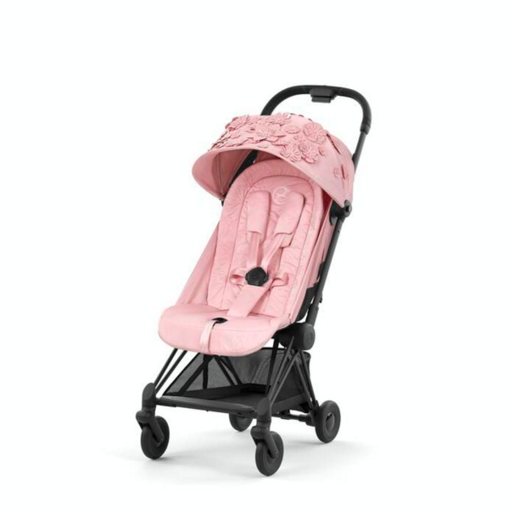 Cybex Coya Ultra-Compact Lightweight Simply Flowers Pink Buggy with Integrated Leg Rest