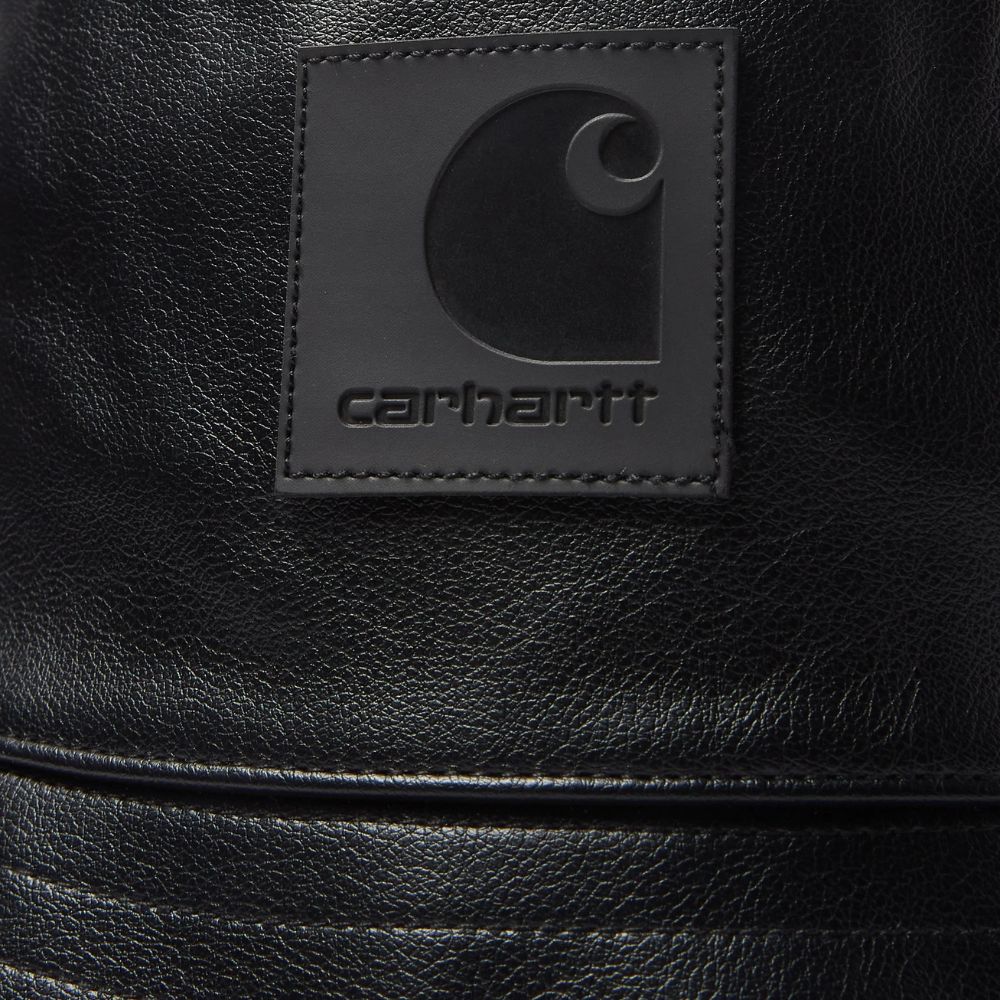 Close up image of Carhartt WIP Norwich Faux Leather Black Bucket Hat