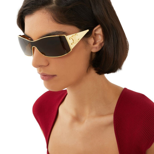 Celine Women's Maxi Metal Triomphe Gold Sunglasses with Iconic Logo