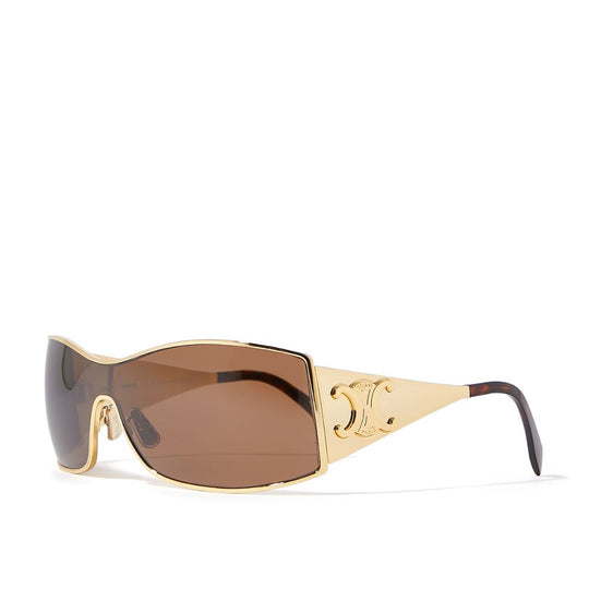 Celine Women's Maxi Metal Triomphe Gold Sunglasses with Iconic Logo