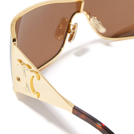 Celine Women's Maxi Metal Triomphe Gold Sunglasses with Iconic Logo
