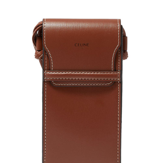 Leather casing of Celine Women's Square Metal Sunglasses with Rhinestone Triomphe Silver Logo