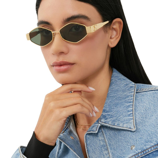 Celine Women's Triomphe Geometric Gold Sunglasses