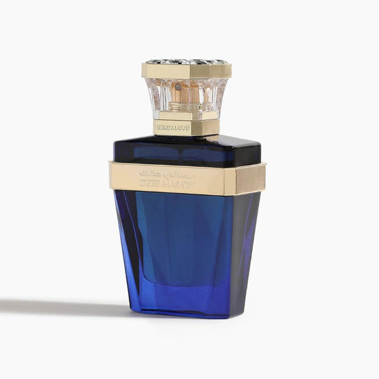 A Side angle view of 50mL parfum bottle of Deep Masa'ey Parfum by Hind Al Oud