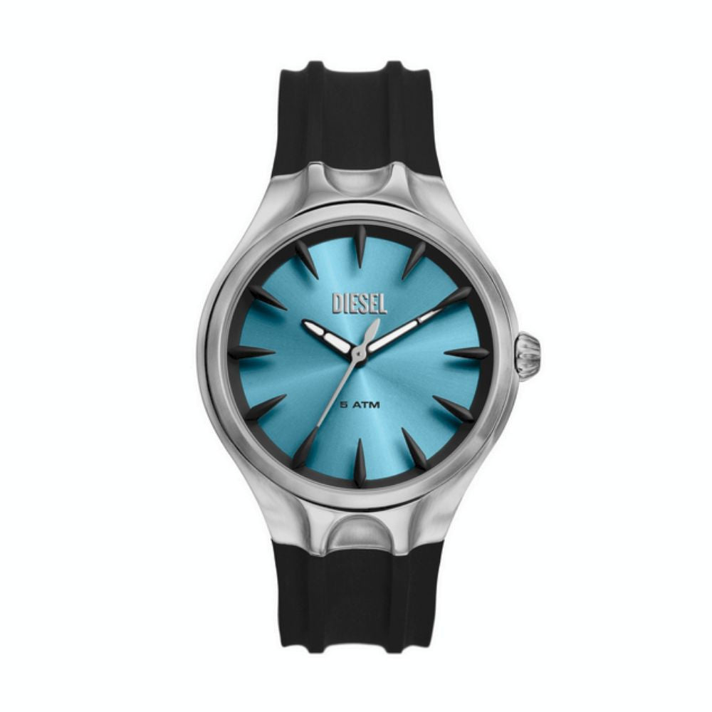 Diesel Streamline Men's Blue Sunray Dial Black Silicone Strap Watch DZ2216