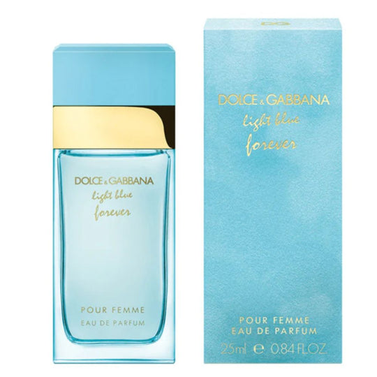 An EDP 25mL bottle of Dolce & Gabbana Light Blue Forever For Women along with its Box