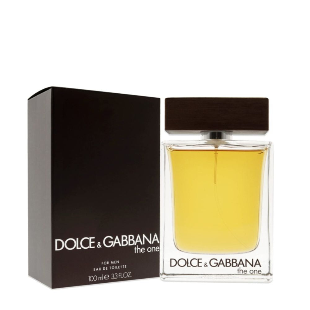 An EDT 100mL bottle of Dolce & Gabbana The One For Men along with its Box