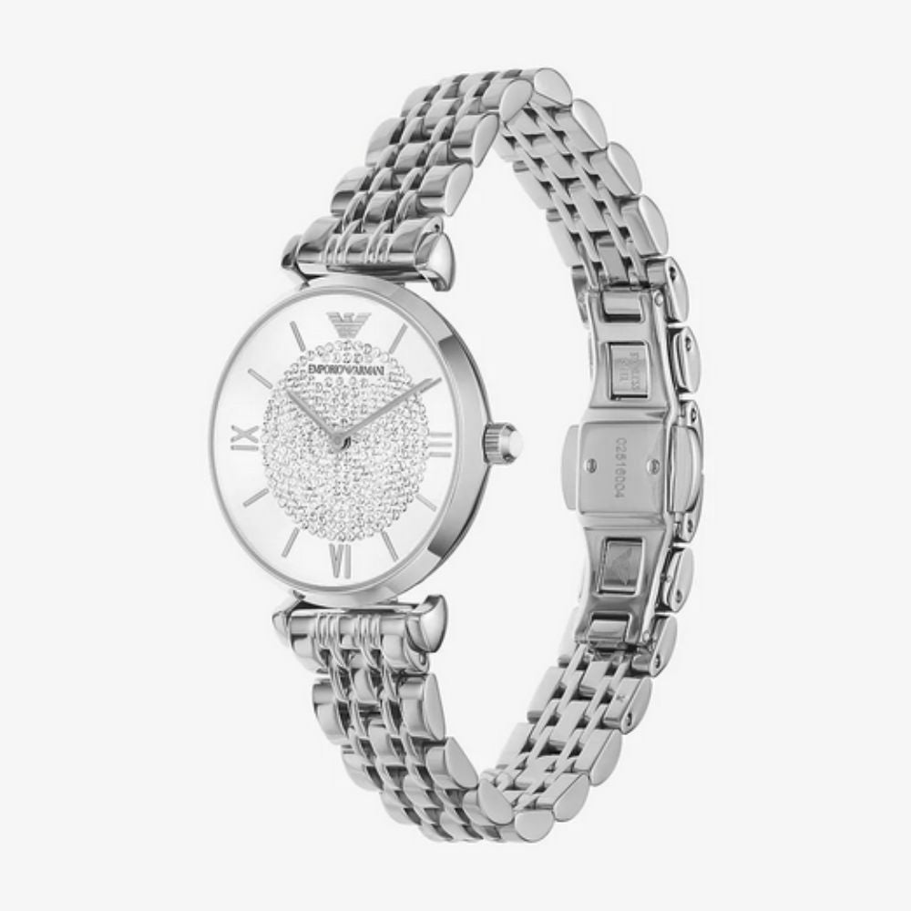 Emporio Armani AR1925 White Dial Gianni T-Bar Women's Stainless Steel Silver Watch