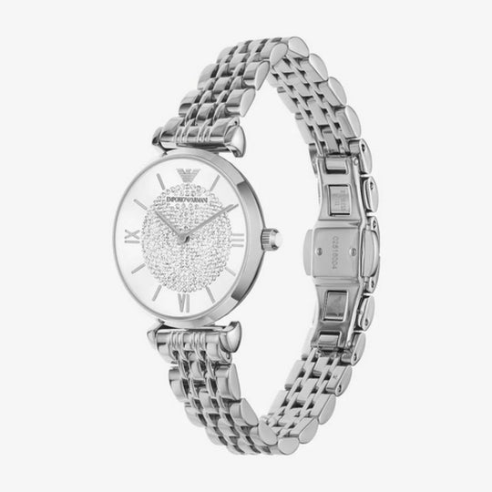 Emporio Armani AR1925 White Dial Gianni T-Bar Women's Stainless Steel Silver Watch