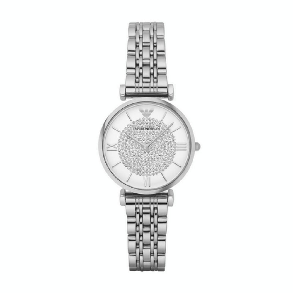 Emporio Armani AR1925 White Dial Gianni T-Bar Women's Stainless Steel Silver Watch