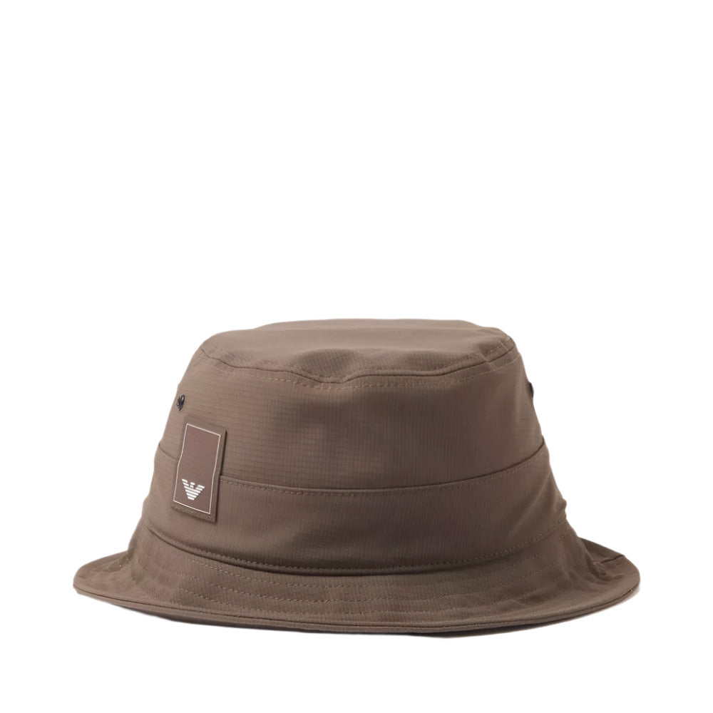Emporio Armani Classic Breathable Brown Bucket Hat with Eagle Patch