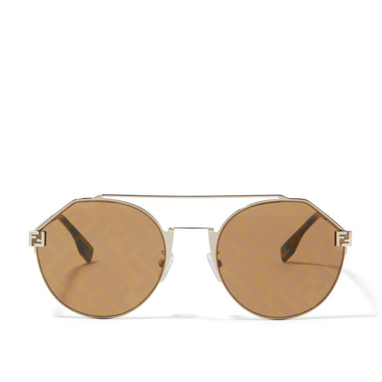 Fendi Men's Double Bridge Round Sunglasses with Crystal Monogram & Tonal Lenses