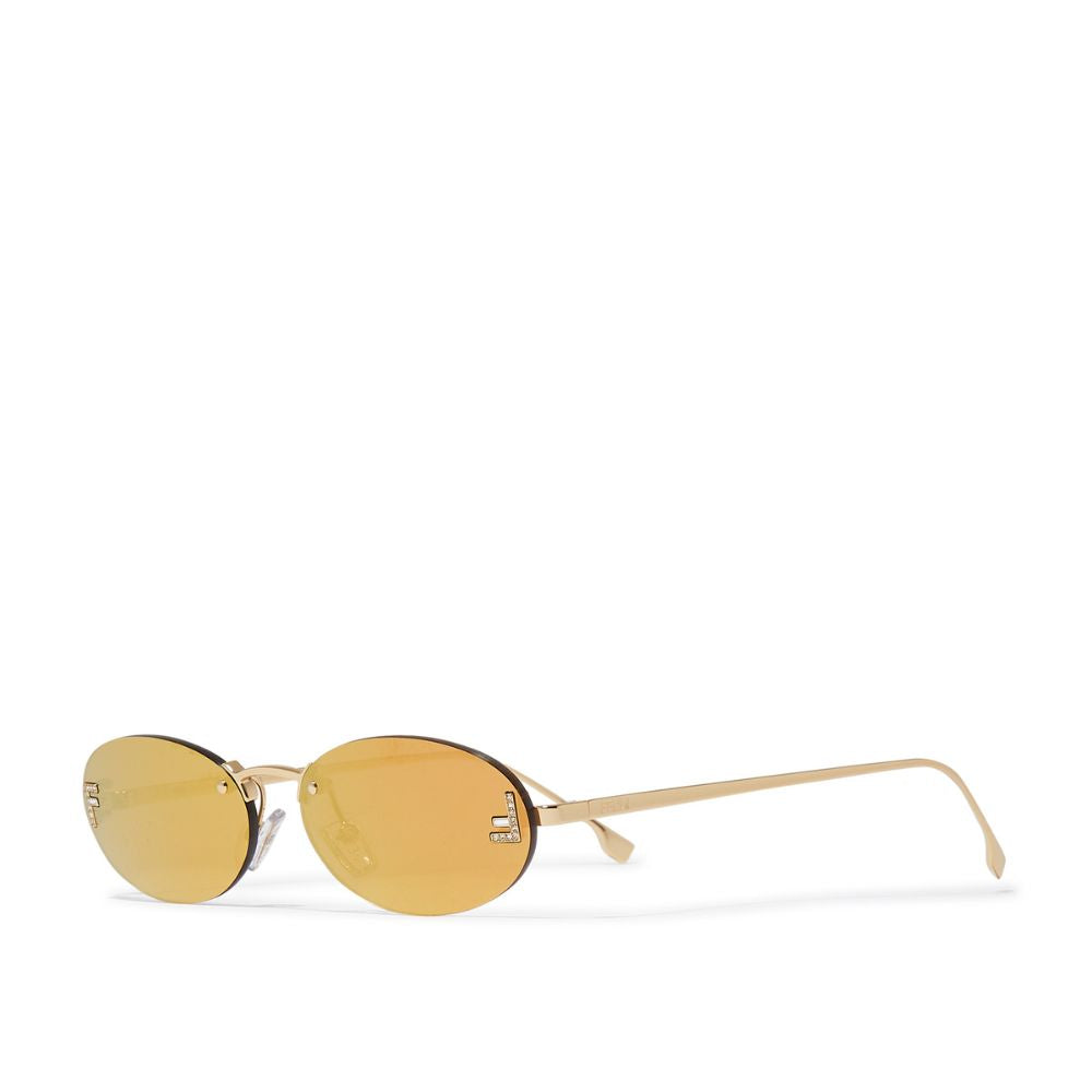 Fendi First Women's Gold Oval Sunglasses with Crystal Detailing