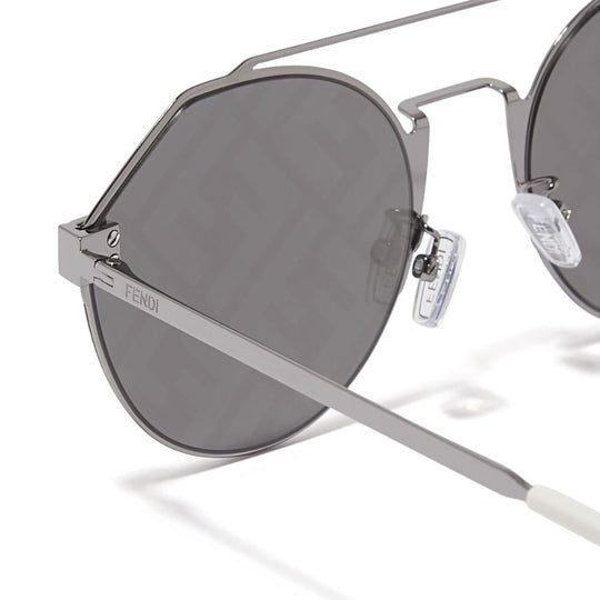 Fendi Men's Double Bridge Round Sunglasses with Crystal Monogram & Tonal Lenses