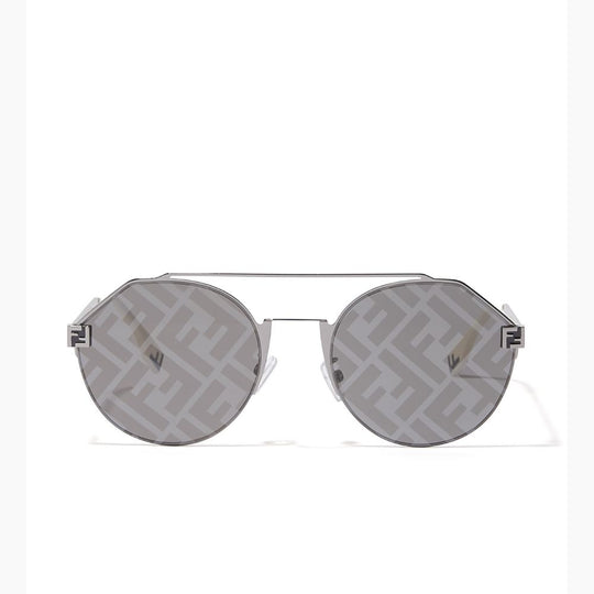 Fendi Men's Double Bridge Round Sunglasses with Crystal Monogram & Tonal Lenses