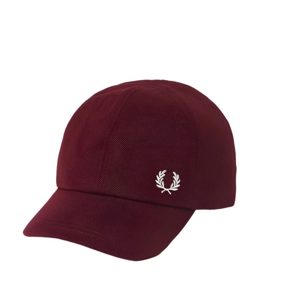 Fred Perry Classic Cotton Piqué Burgundy Baseball Cap with Laurel Wreath embroidery