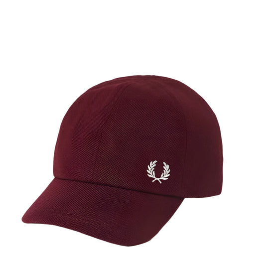 Fred Perry Classic Cotton Piqué Burgundy Baseball Cap with Laurel Wreath embroidery