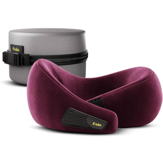 Frido 360° Lightweight Ultra-Soft Travel Neck Pillow with Adjustable Straps - FR-TNP-CB1 - Color - Wine