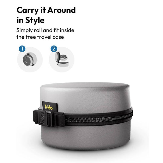 The travel case that carries Frido 360° Lightweight Ultra-Soft Travel Neck Pillow with Adjustable Straps - FR-TNP-CB1