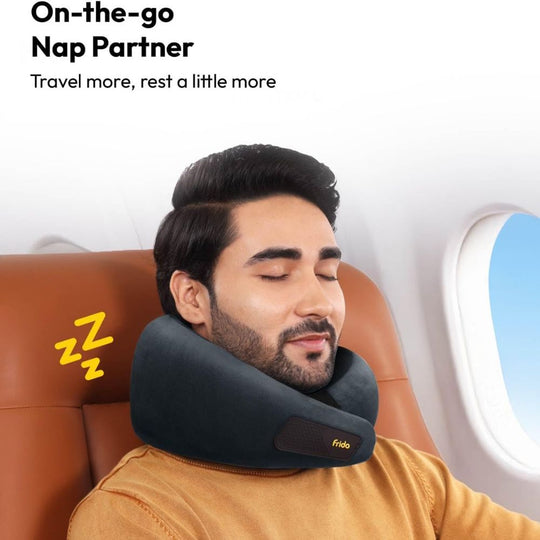 Frido 360° Lightweight Ultra-Soft Travel Neck Pillow with Adjustable Straps - FR-TNP-CB1
