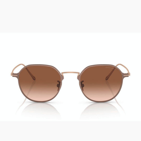 Giorgio Armani Men's AR6138T Bronze Titanium Round Sunglasses with Clear Gradient Brown Lenses