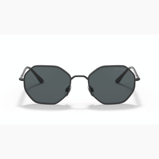 Giorgio Armani Men's AR6112J Matte Black Metal Hexagon Glasses with Dark Grey Lenses